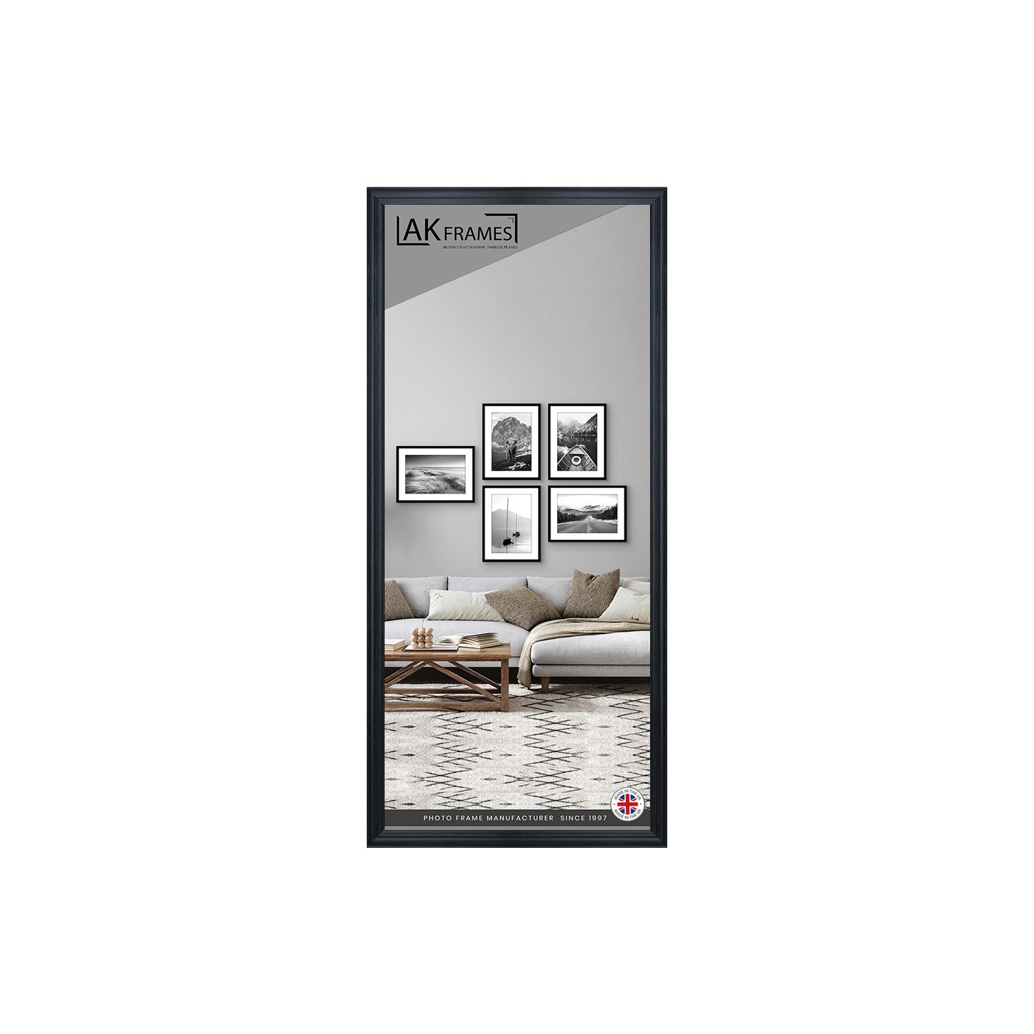 100x35cm Classic Black Modern Picture Frame - Poster Frame for Photos, Prints and Wall Art - Elegant Home Decor