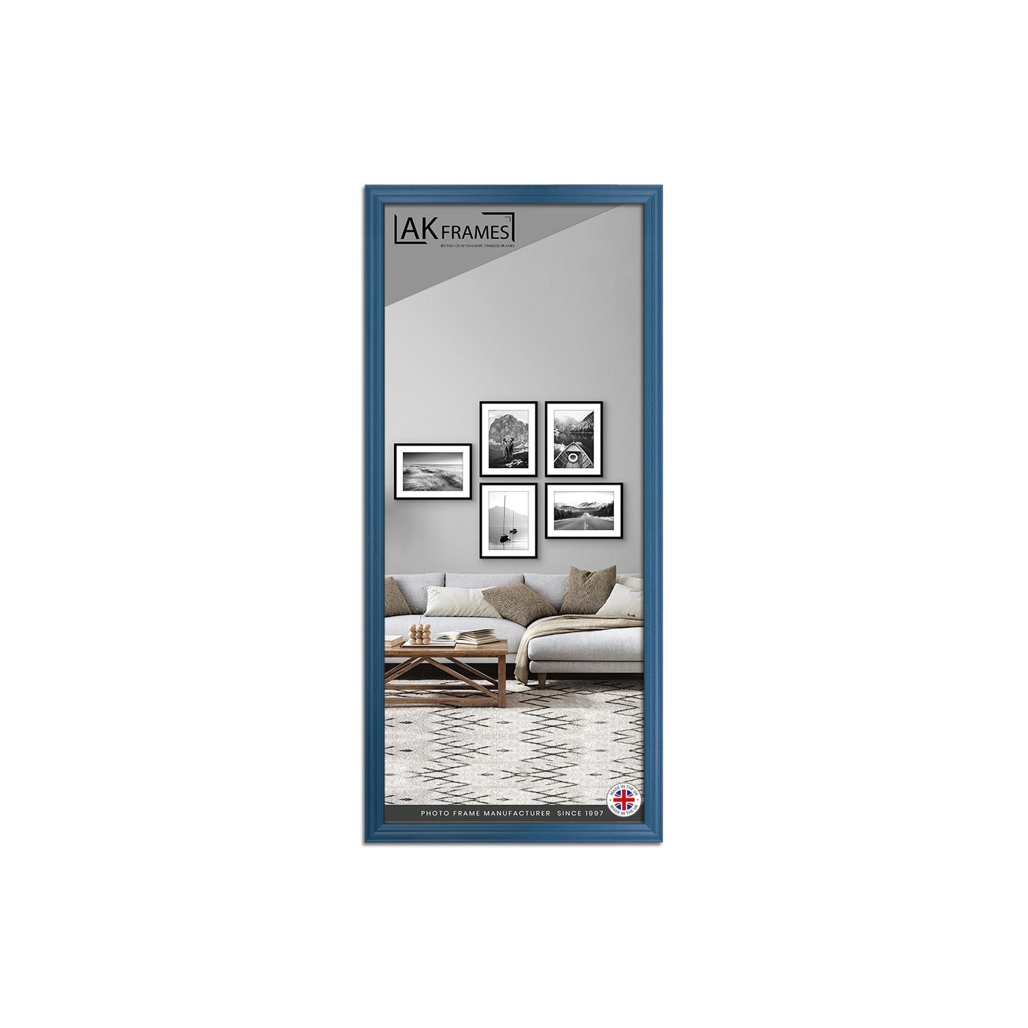 100x35cm Classic Navy Blue Modern Picture Frame - Poster Frame for Photos, Prints and Wall Art - Elegant Home Decor