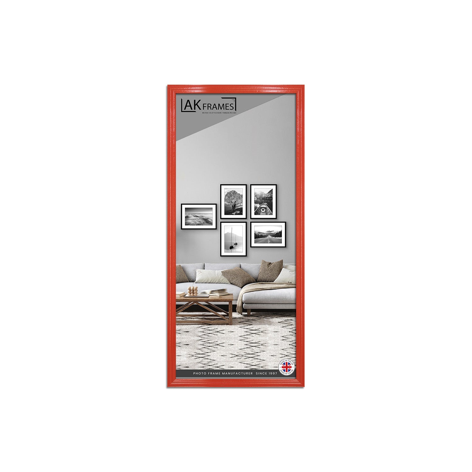 100x35cm Classic Red Modern Picture Frame - Poster Frame for Photos, Prints and Wall Art - Elegant Home Decor