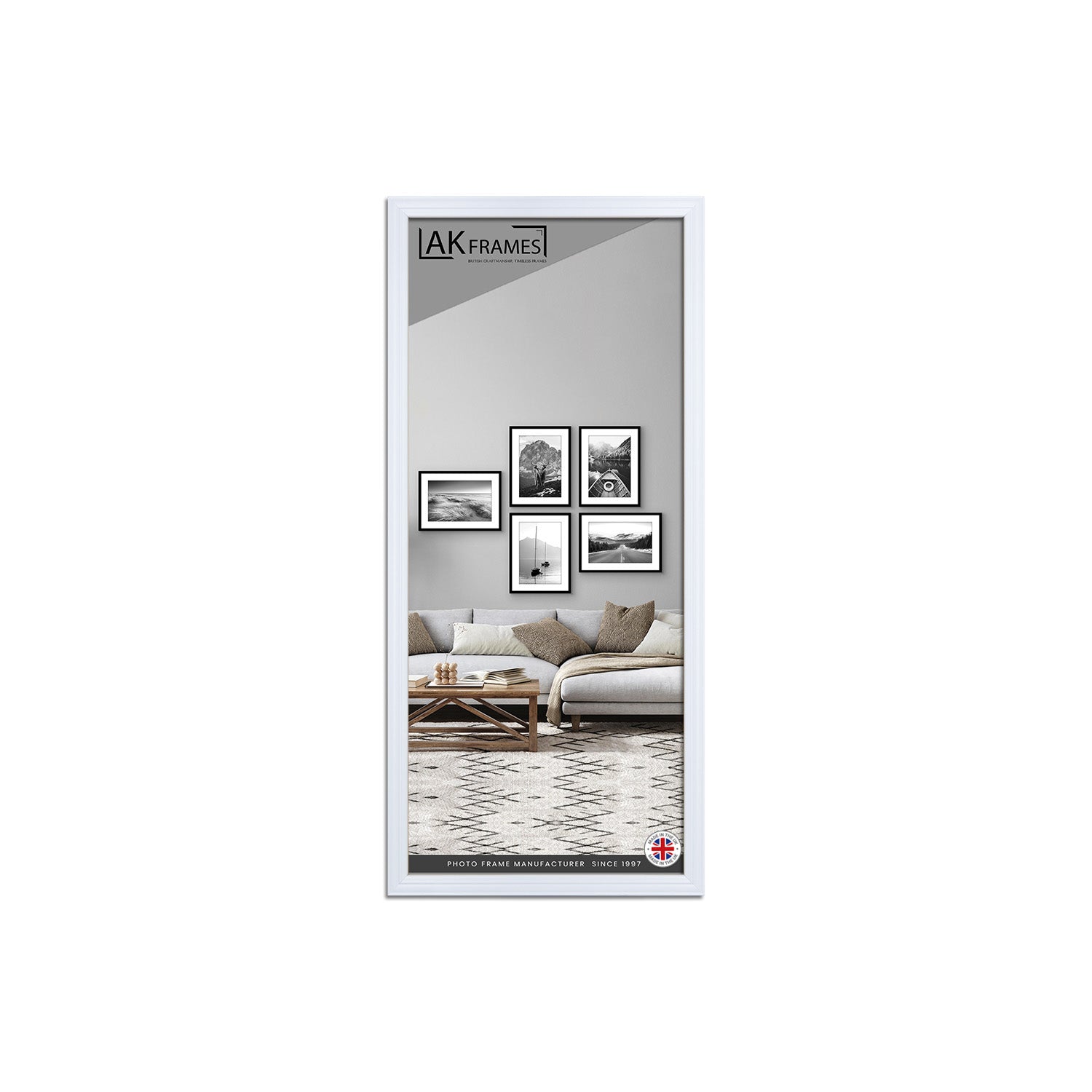 100x50cm Classic White Modern Picture Frame - Poster Frame for Photos, Prints and Wall Art - Elegant Home Decor