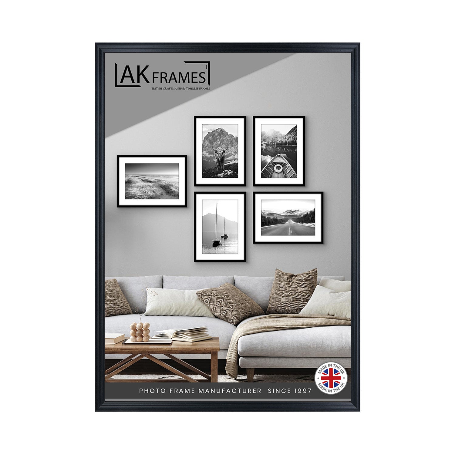 100x70cm Classic Black Modern Picture Frame - Poster Frame for Photos, Prints and Wall Art - Elegant Home Decor