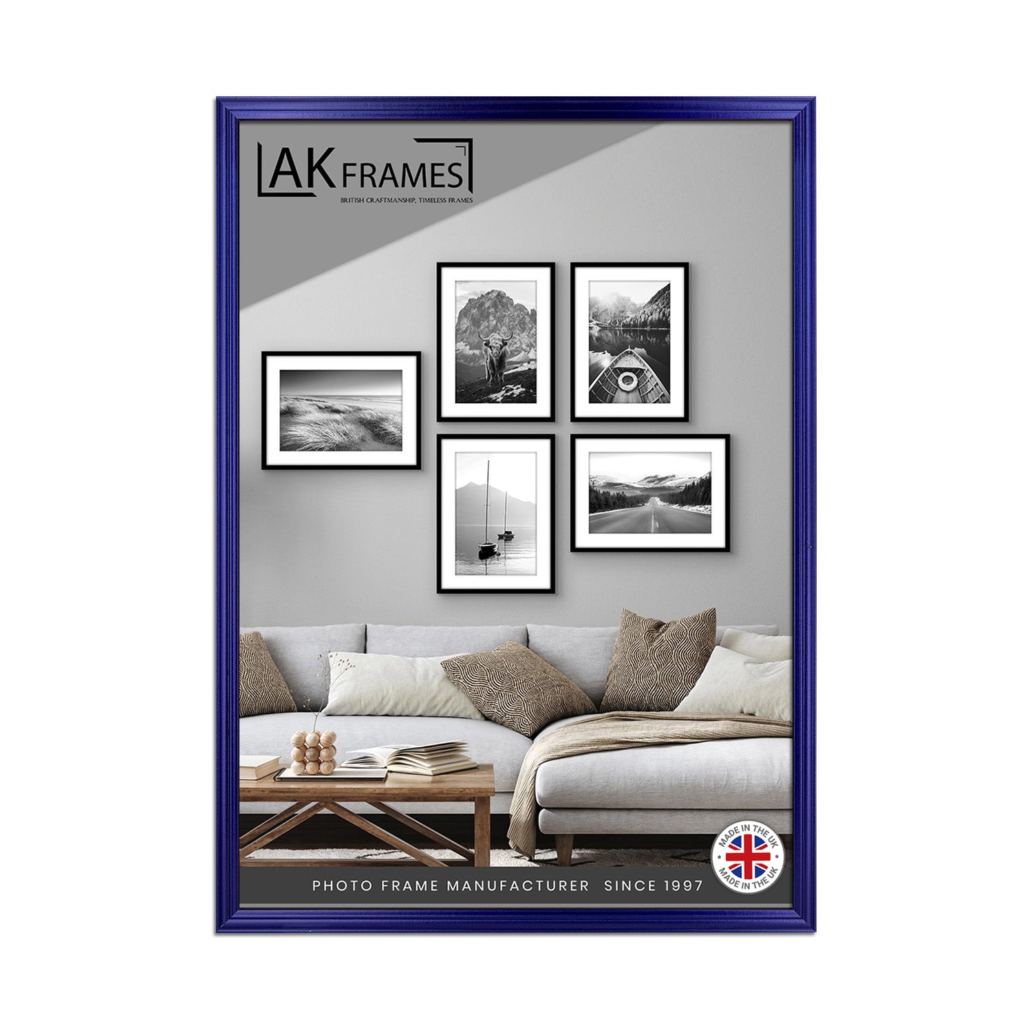 100x70cm Classic Purple Modern Picture Frame - Poster Frame for Photos, Prints and Wall Art - Elegant Home Decor