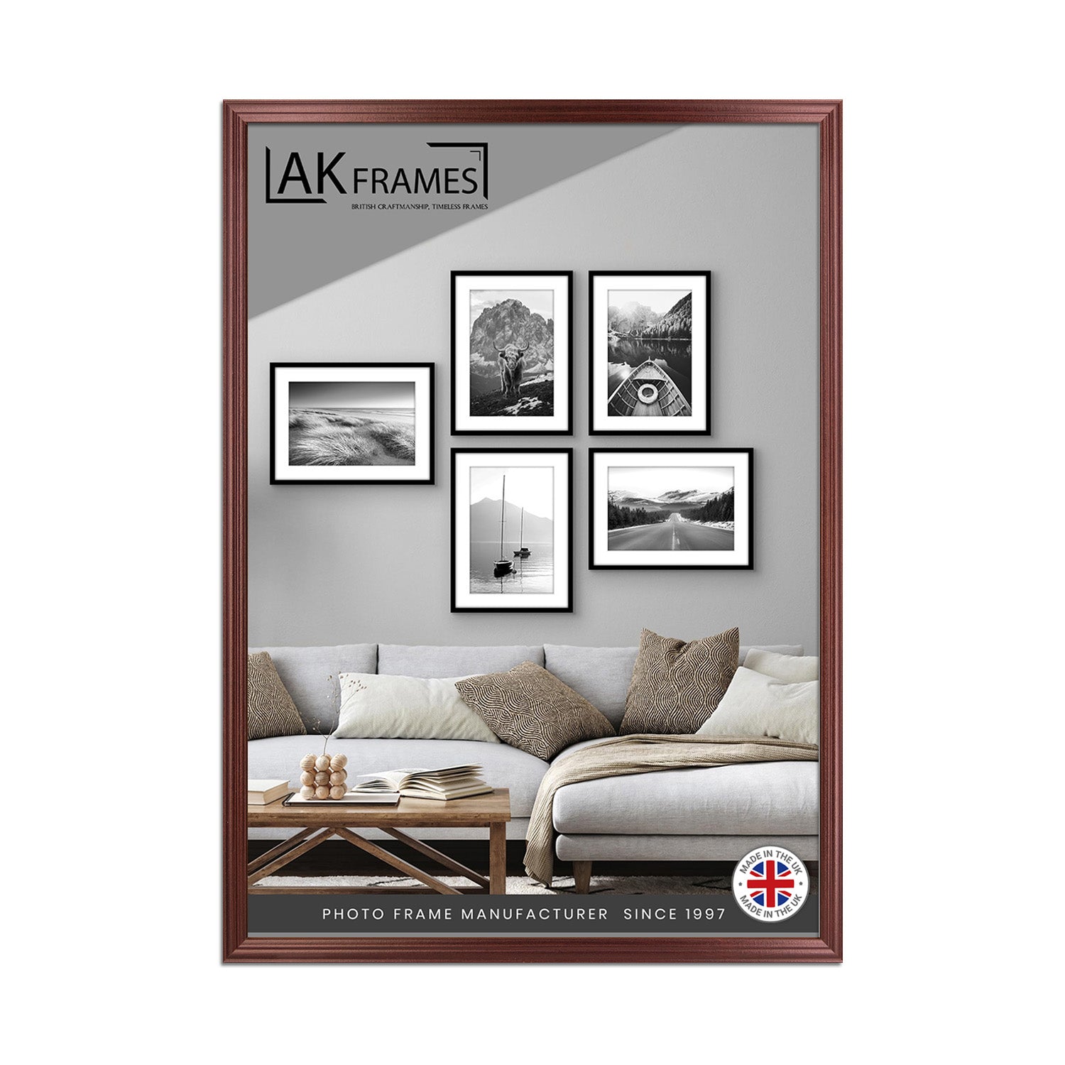 100x70cm Classic Rose Wood Modern Picture Frame - Poster Frame for Photos, Prints and Wall Art - Elegant Home Decor
