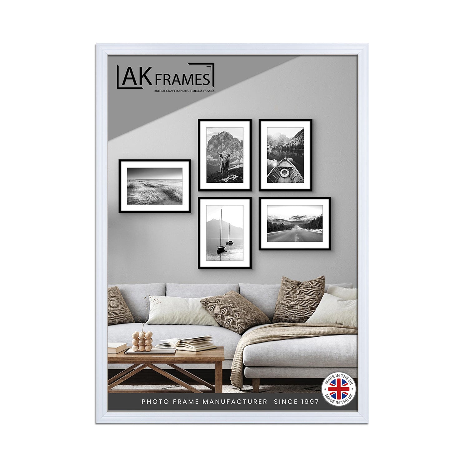 A0 Classic White Modern Picture Frame - Poster Frame for Photos, Prints and Wall Art - Elegant Home Decor