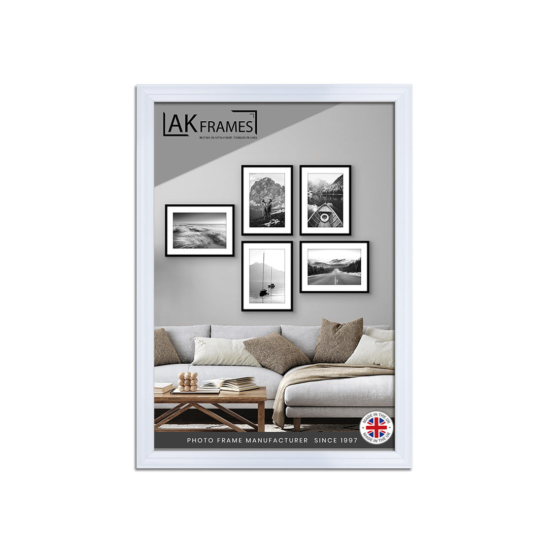16x12" Classic White Modern Picture Frame - Poster Frame for Photos, Prints and Wall Art - Elegant Home Decor