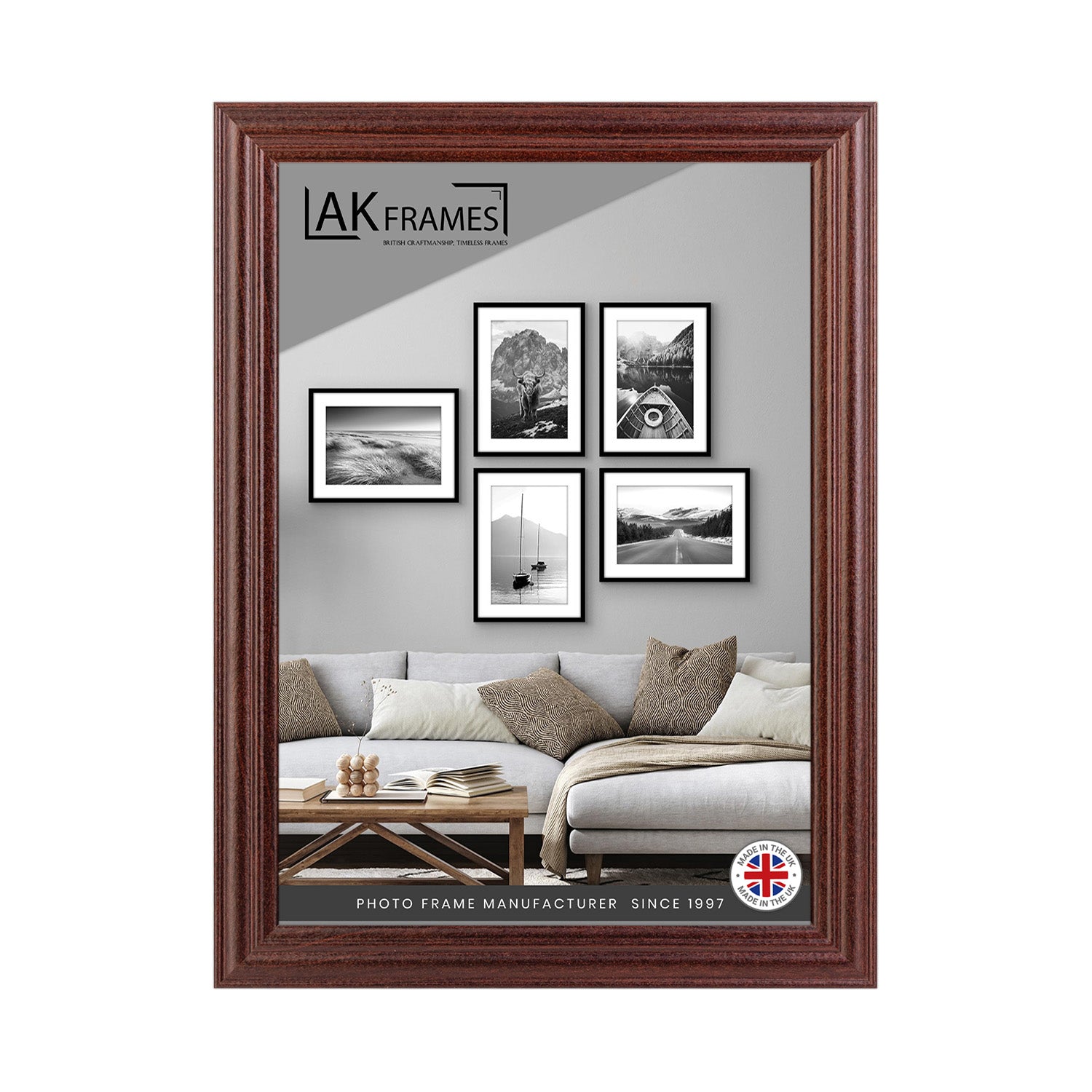 9x6" Classic Rose Wood Modern Picture Frame - Poster Frame for Photos, Prints and Wall Art - Elegant Home Decor