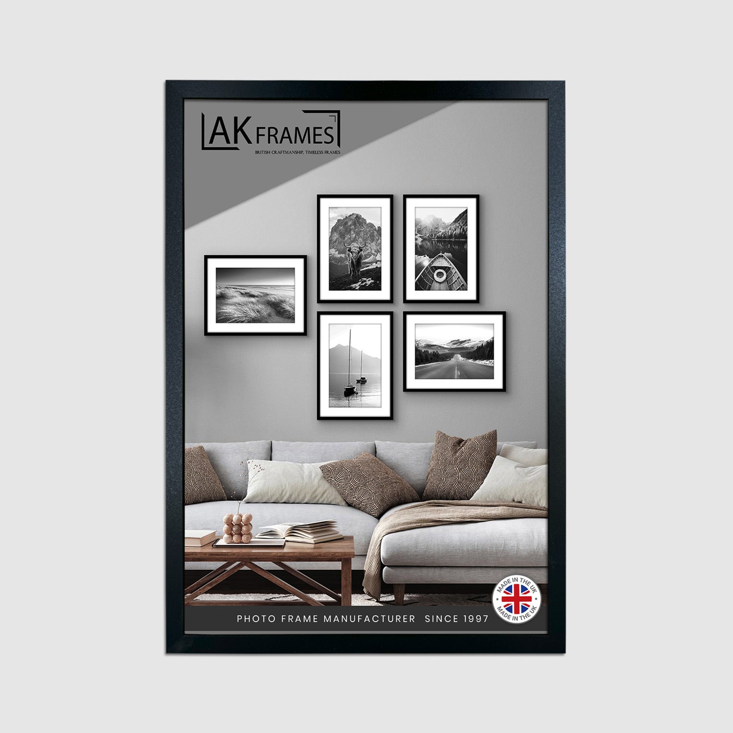 Sleek A2 Black Thin Modern Picture Frame - Slim and Design for Posters, Prints and Photos - Elegant Wall Frame Decor