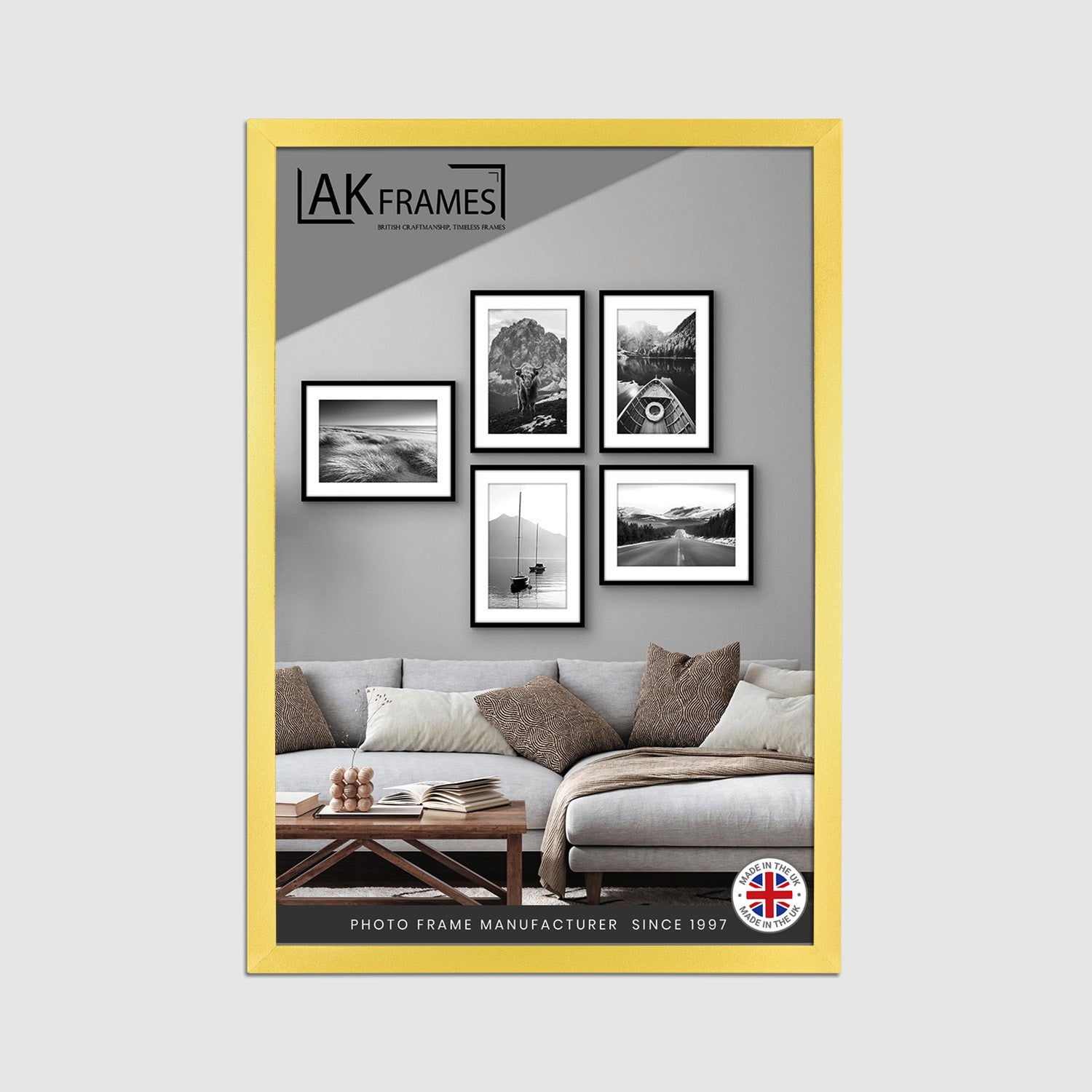 Sleek A2 Gold Thin Modern Picture Frame - Slim and Design for Posters, Prints and Photos - Elegant Wall Frame Decor