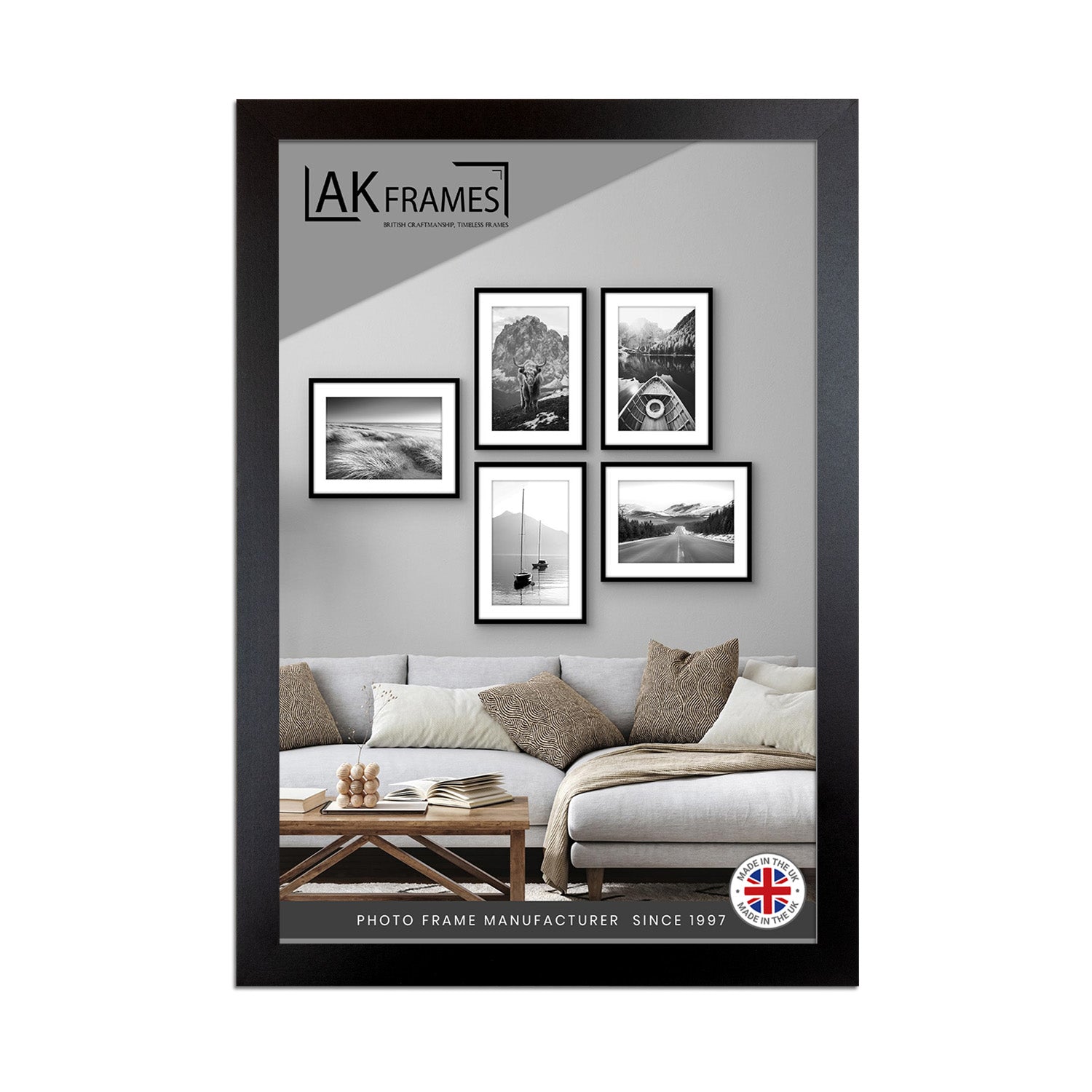 Sleek A3 Black Thin Modern Picture Frame - Slim and Design for Posters, Prints and Photos - Elegant Wall Frame Decor