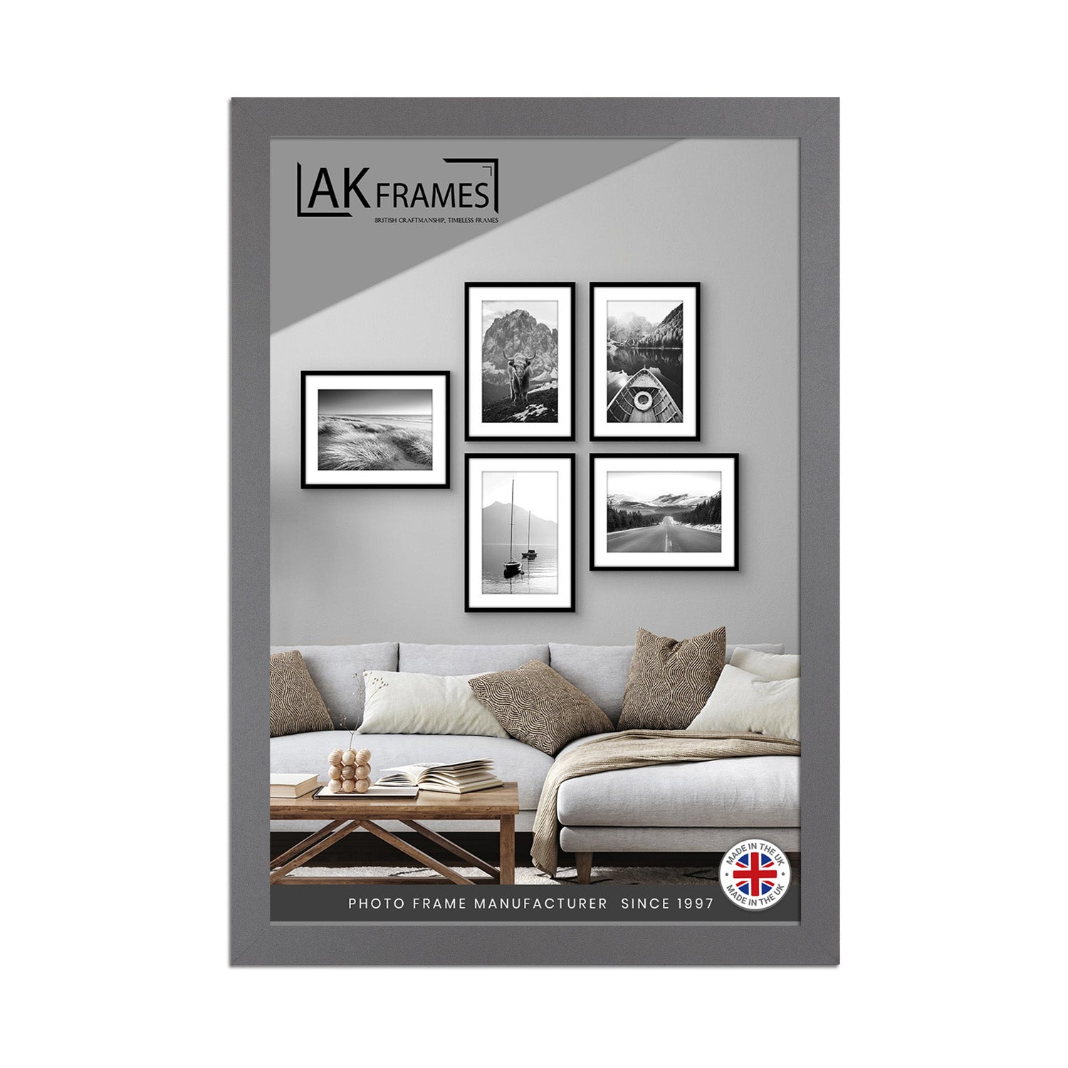 Sleek A3 Dark Grey Thin Modern Picture Frame - Slim and Design for Posters, Prints and Photos - Elegant Wall Frame Decor