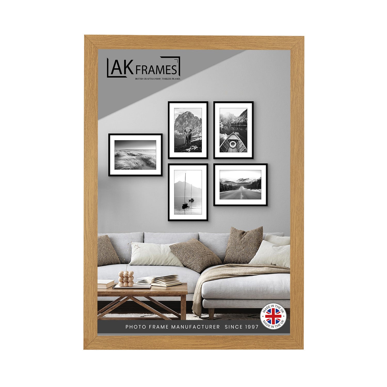 Sleek A3 Oak Thin Modern Picture Frame - Slim and Design for Posters, Prints and Photos - Elegant Wall Frame Decor