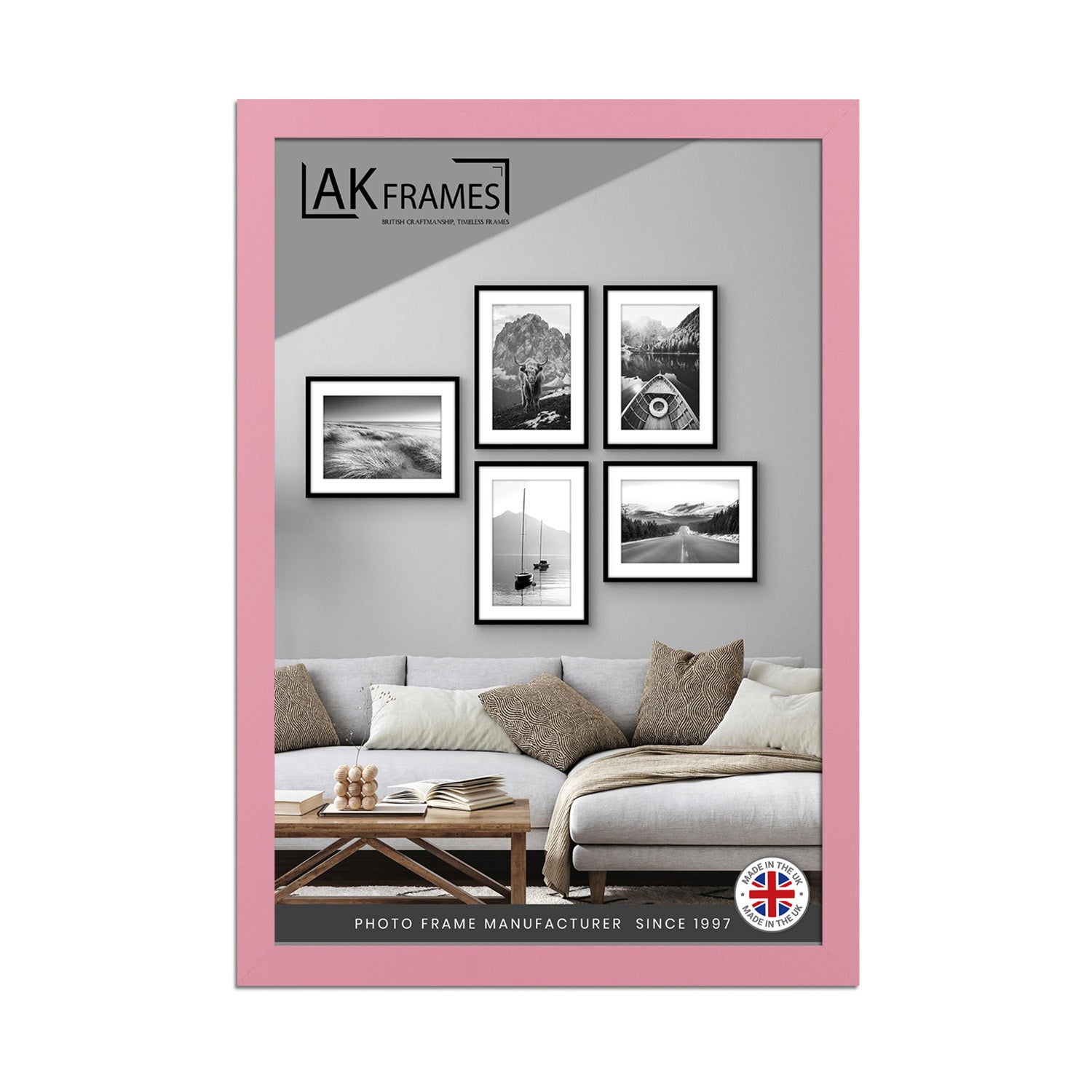Sleek A3 Pastel Pink Thin Modern Picture Frame - Slim and Design for Posters, Prints and Photos - Elegant Wall Frame Decor
