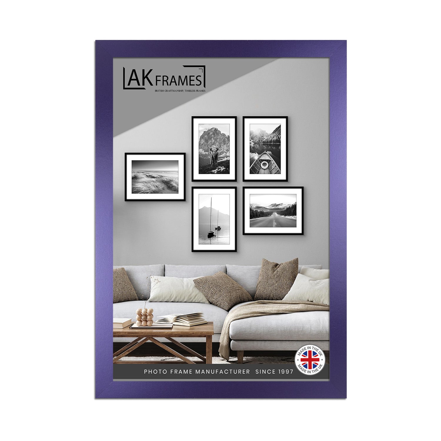 Sleek A3 Purple Thin Modern Picture Frame - Slim and Design for Posters, Prints and Photos - Elegant Wall Frame Decor