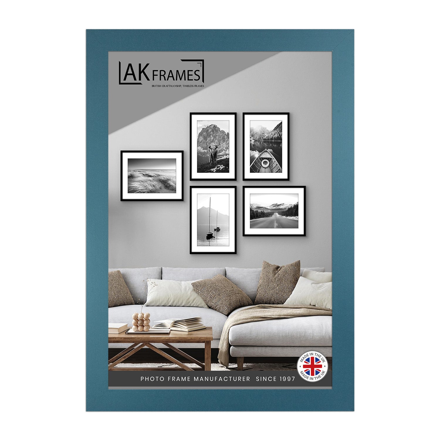 Sleek A6 Navy Blue Thin Modern Picture Frame - Slim and Design for Posters, Prints and Photos - Elegant Wall Frame Decor