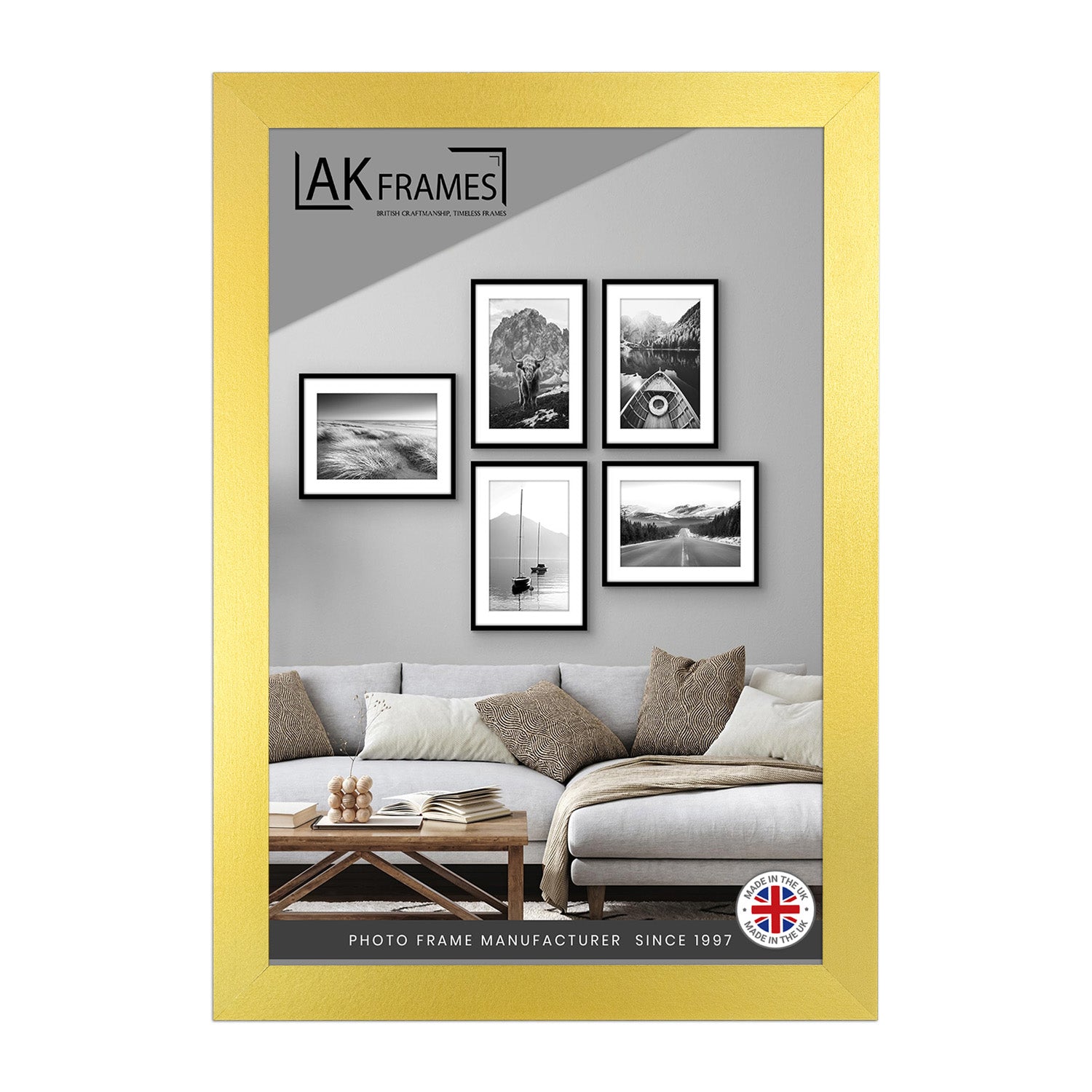 Sleek A6 Gold Thin Modern Picture Frame - Slim and Design for Posters, Prints and Photos - Elegant Wall Frame Decor