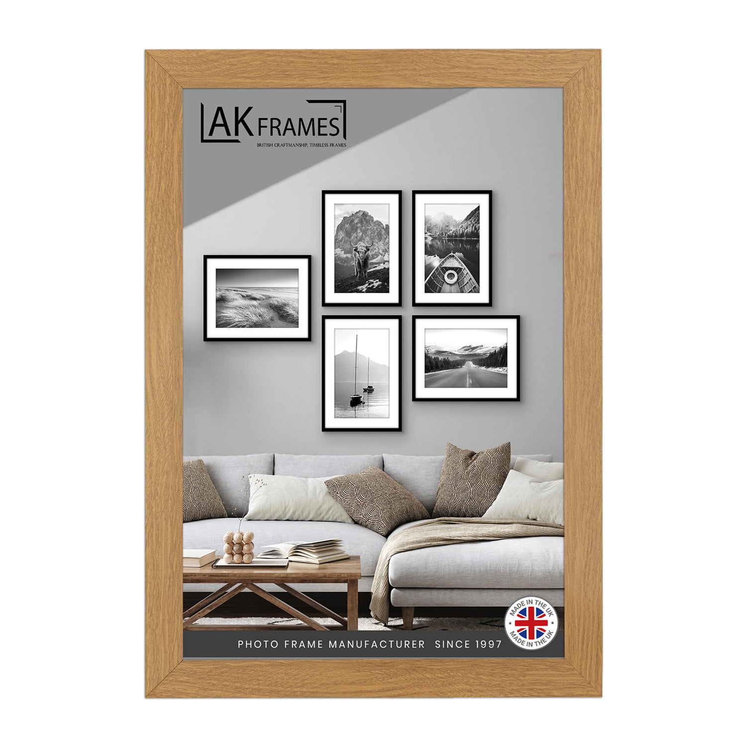 Sleek A6 Oak Thin Modern Picture Frame - Slim and Design for Posters, Prints and Photos - Elegant Wall Frame Decor