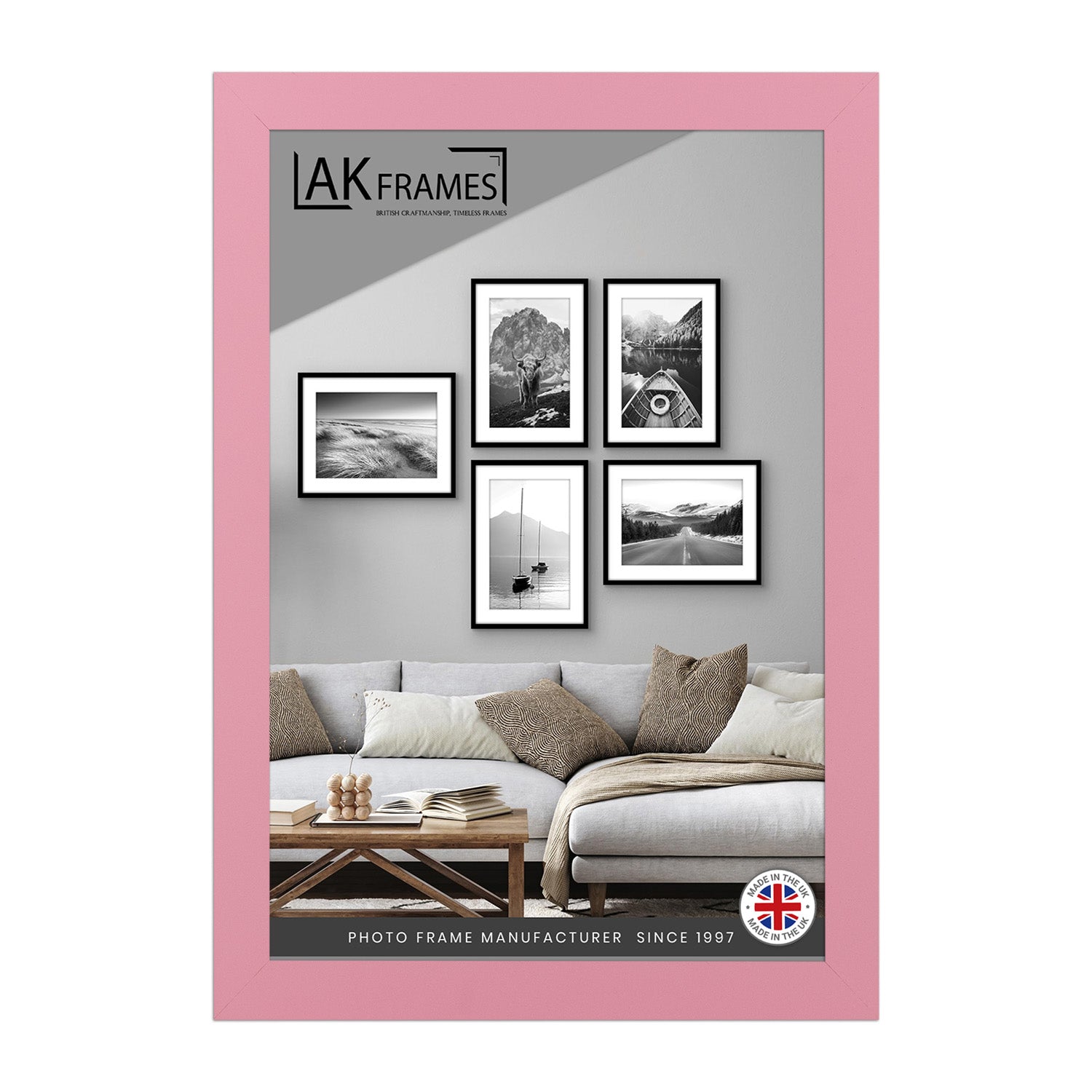 Sleek A4 Pastel Pink Thin Modern Picture Frame - Slim and Design for Posters, Prints and Photos - Elegant Wall Frame Decor