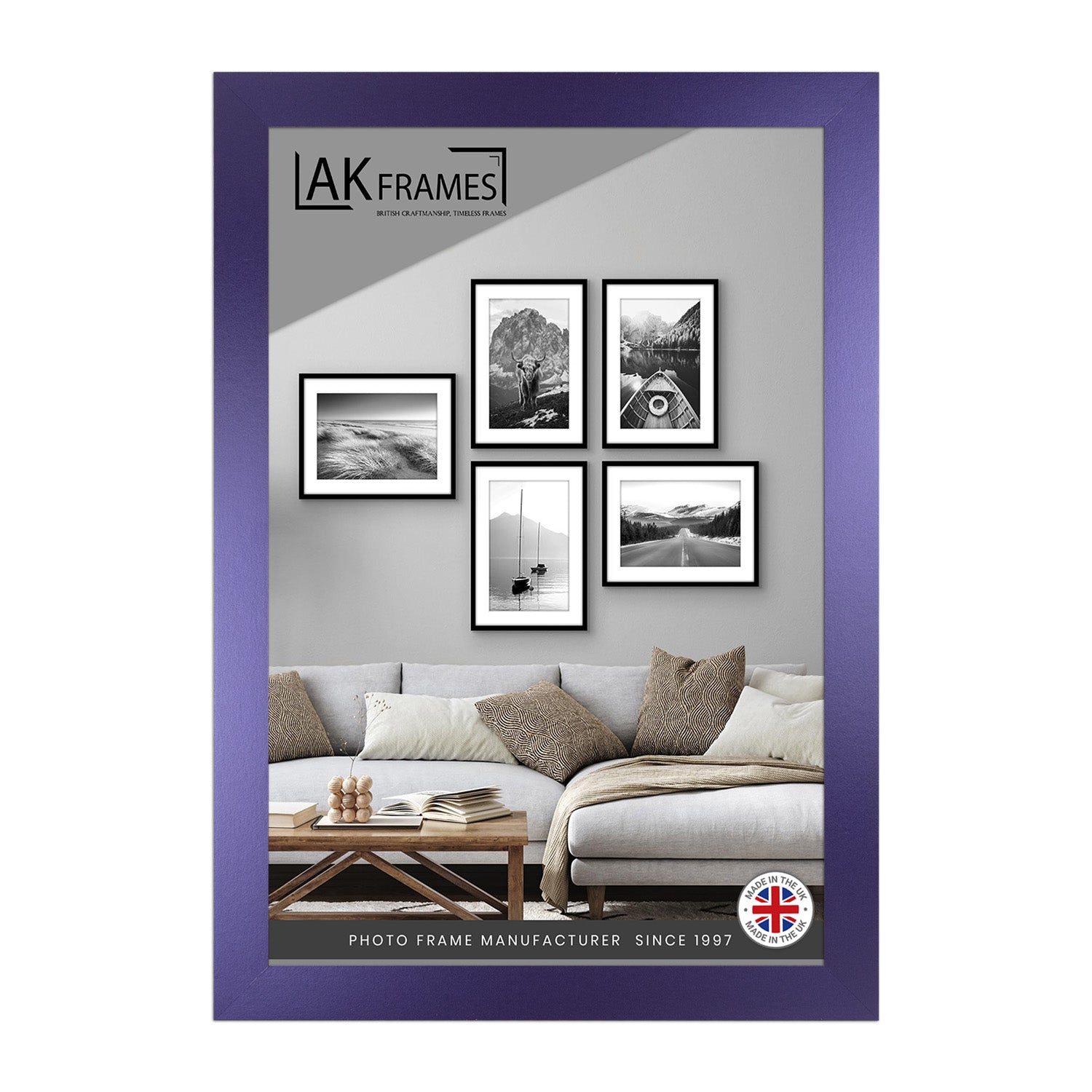 Sleek A4 Purple Thin Modern Picture Frame - Slim and Design for Posters, Prints and Photos - Elegant Wall Frame Decor