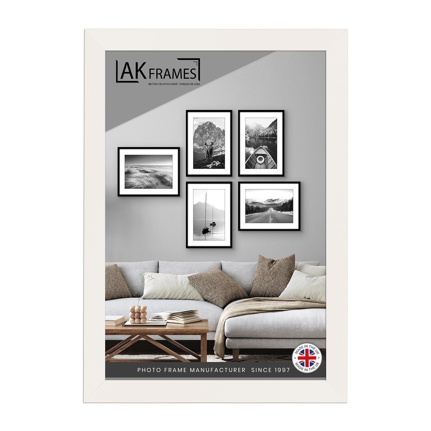 Sleek A6 White Thin Modern Picture Frame - Slim and Design for Posters, Prints and Photos - Elegant Wall Frame Decor