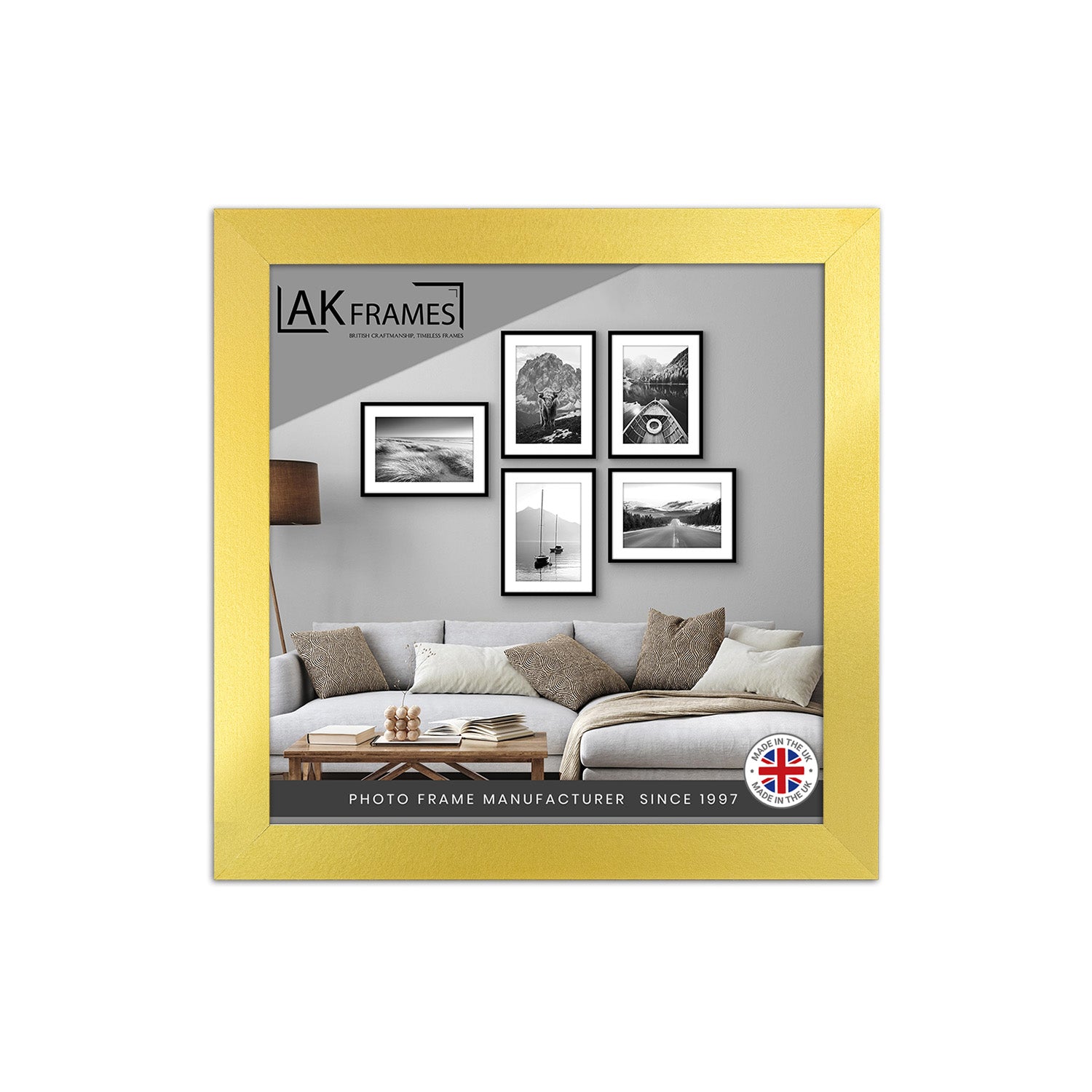 Sleek 9x9" Gold Thin Modern Picture Frame - Slim and Design for Posters, Prints and Photos - Elegant Wall Frame Decor