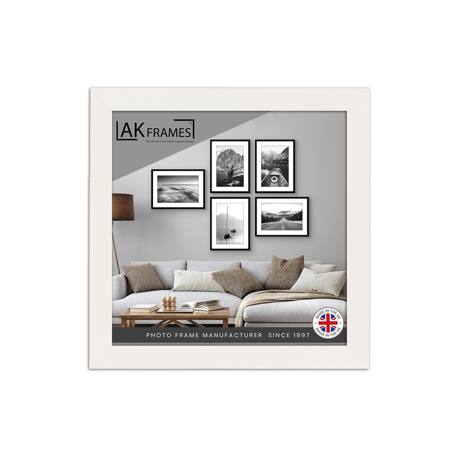 Sleek 8x8" White Thin Modern Picture Frame - Slim and Design for Posters, Prints and Photos - Elegant Wall Frame Decor