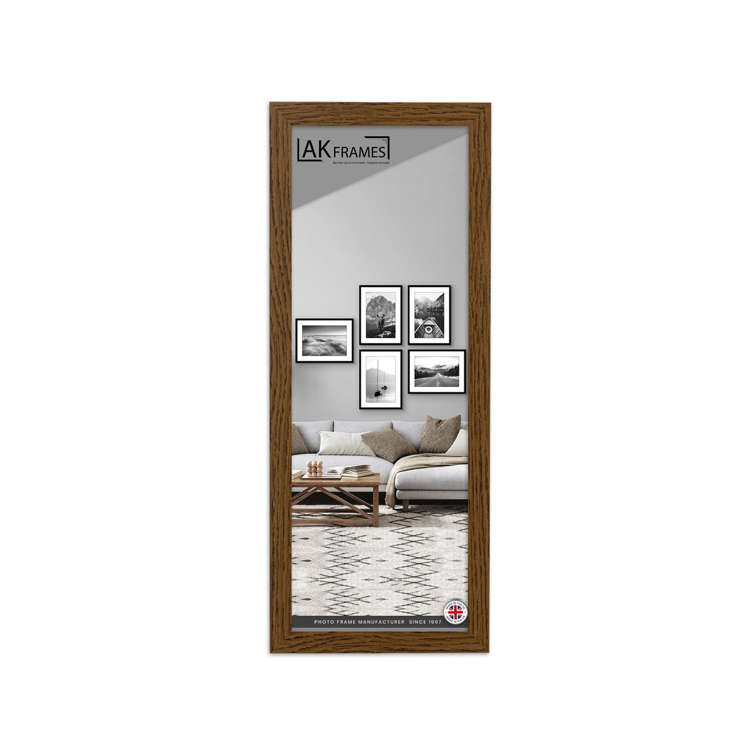 100x35cm Dark Oak Poster Frame - Modern Picture Frame for Wall Art, Prints and Photos - Durable and Stylish Display Frame