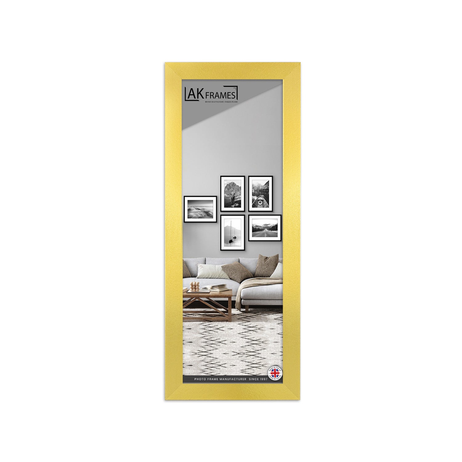 100x35cm Gold Poster Frame - Modern Picture Frame for Wall Art, Prints and Photos - Durable and Stylish Display Frame