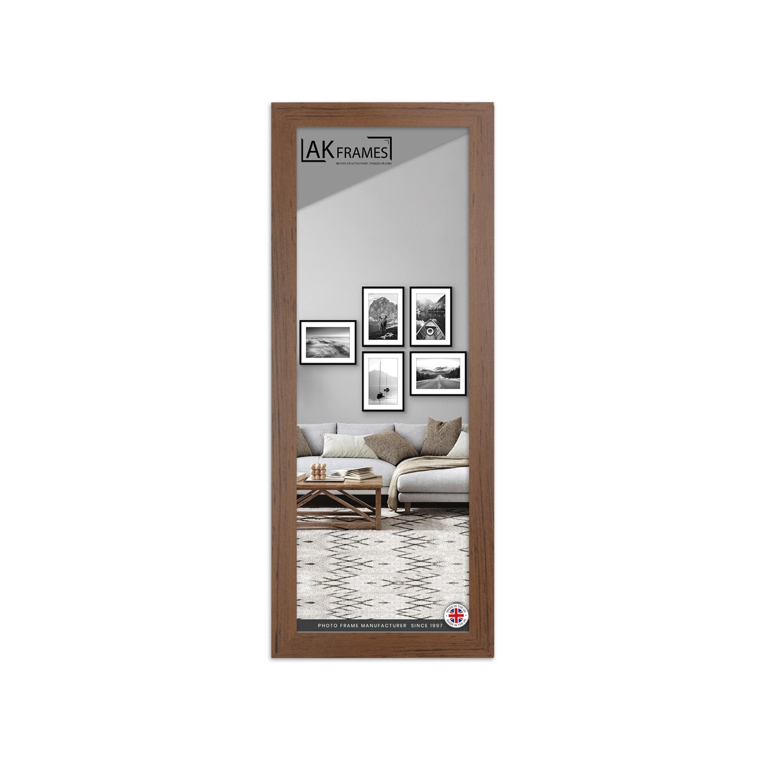 100x35cm Walnut Poster Frame - Modern Picture Frame for Wall Art, Prints and Photos - Durable and Stylish Display Frame