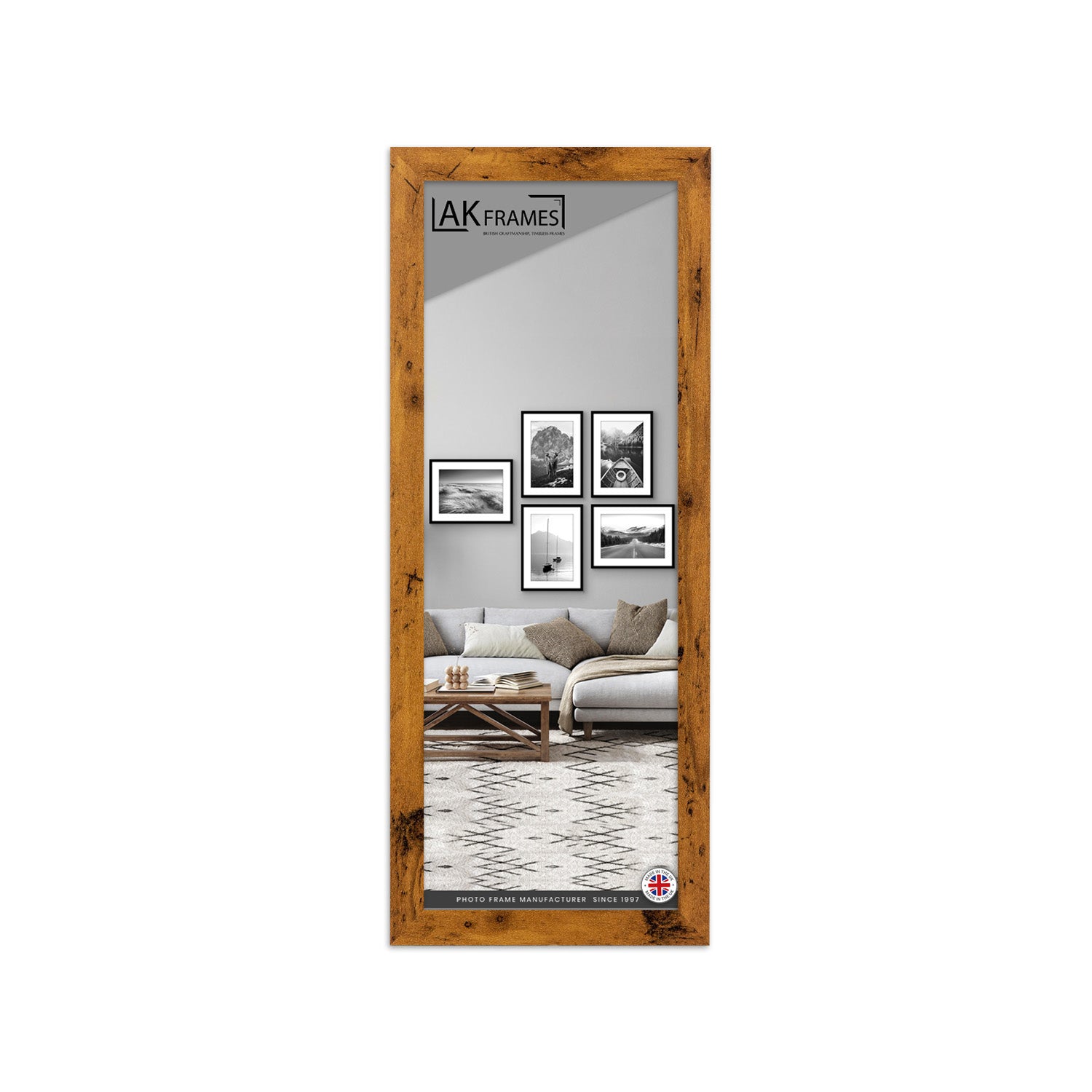 100x35cm Rustic Oak Poster Frame - Modern Picture Frame for Wall Art, Prints and Photos - Durable and Stylish Display Frame