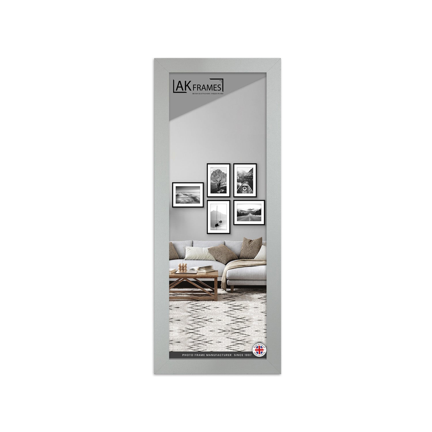 100x35cm Silver Poster Frame - Modern Picture Frame for Wall Art, Prints and Photos - Durable and Stylish Display Frame