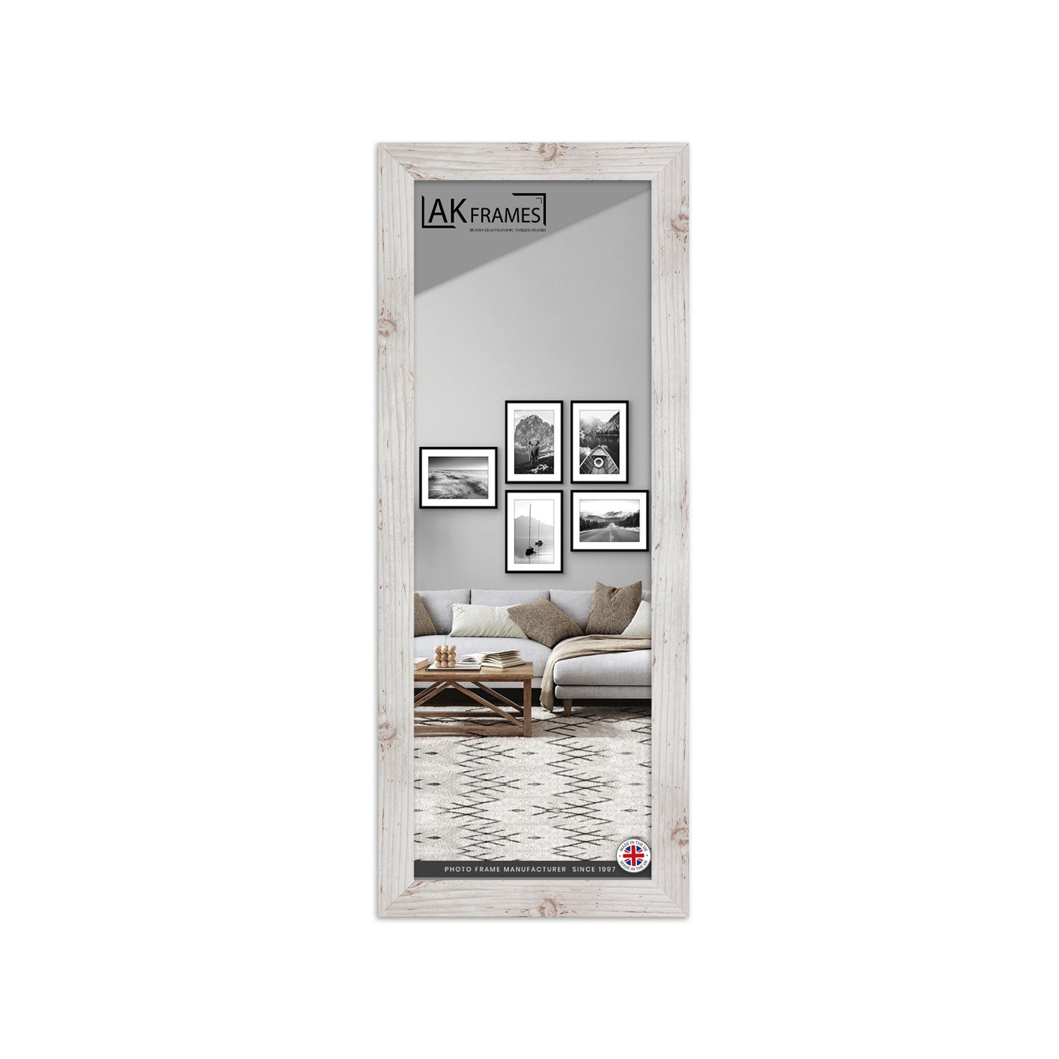 100x35cm White Rustic Poster Frame - Modern Picture Frame for Wall Art, Prints and Photos - Durable and Stylish Display Frame