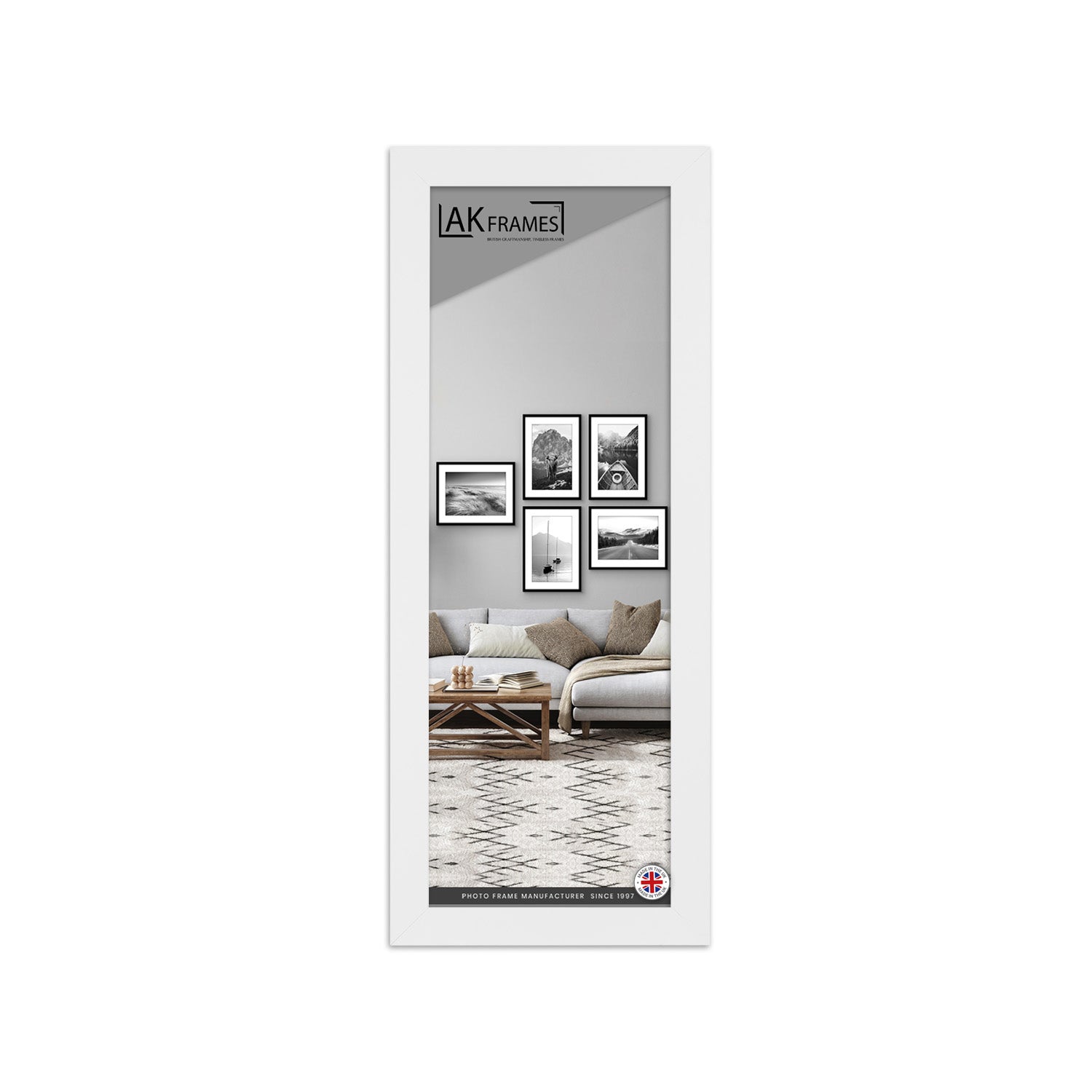 100x35cm White Poster Frame - Modern Picture Frame for Wall Art, Prints and Photos - Durable and Stylish Display Frame