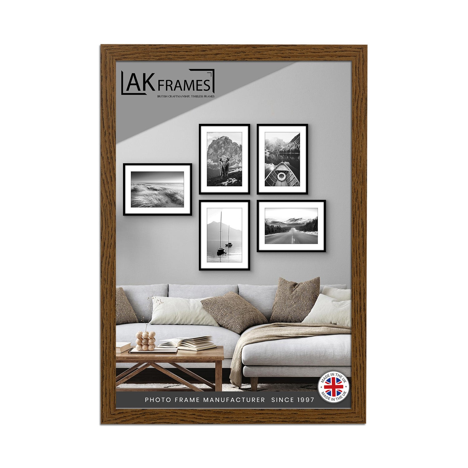 100x70cm Dark Oak Poster Frame - Modern Picture Frame for Wall Art, Prints and Photos - Durable and Stylish Display Frame