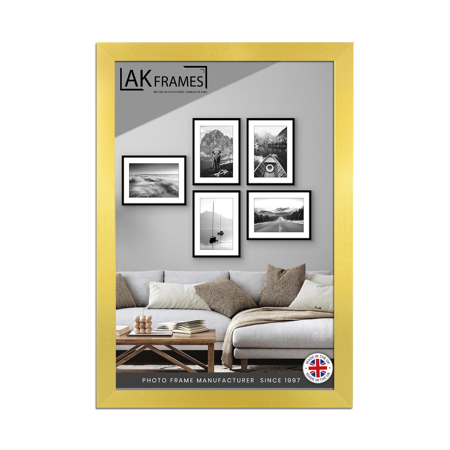 100x70cm Gold Poster Frame - Modern Picture Frame for Wall Art, Prints and Photos - Durable and Stylish Display Frame