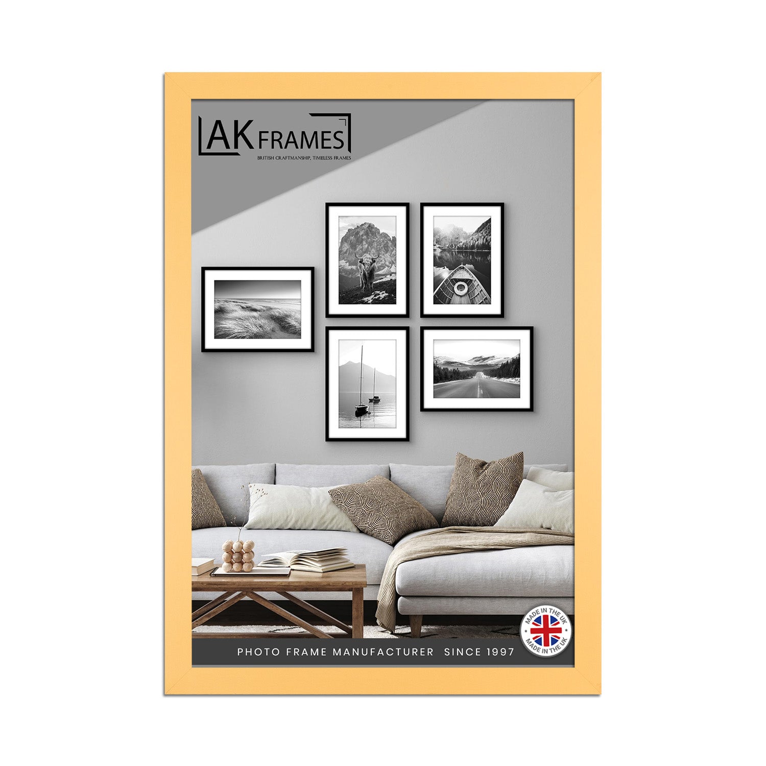 100x70cm Mustard Yellow Poster Frame - Modern Picture Frame for Wall Art, Prints and Photos - Durable and Stylish Display Frame