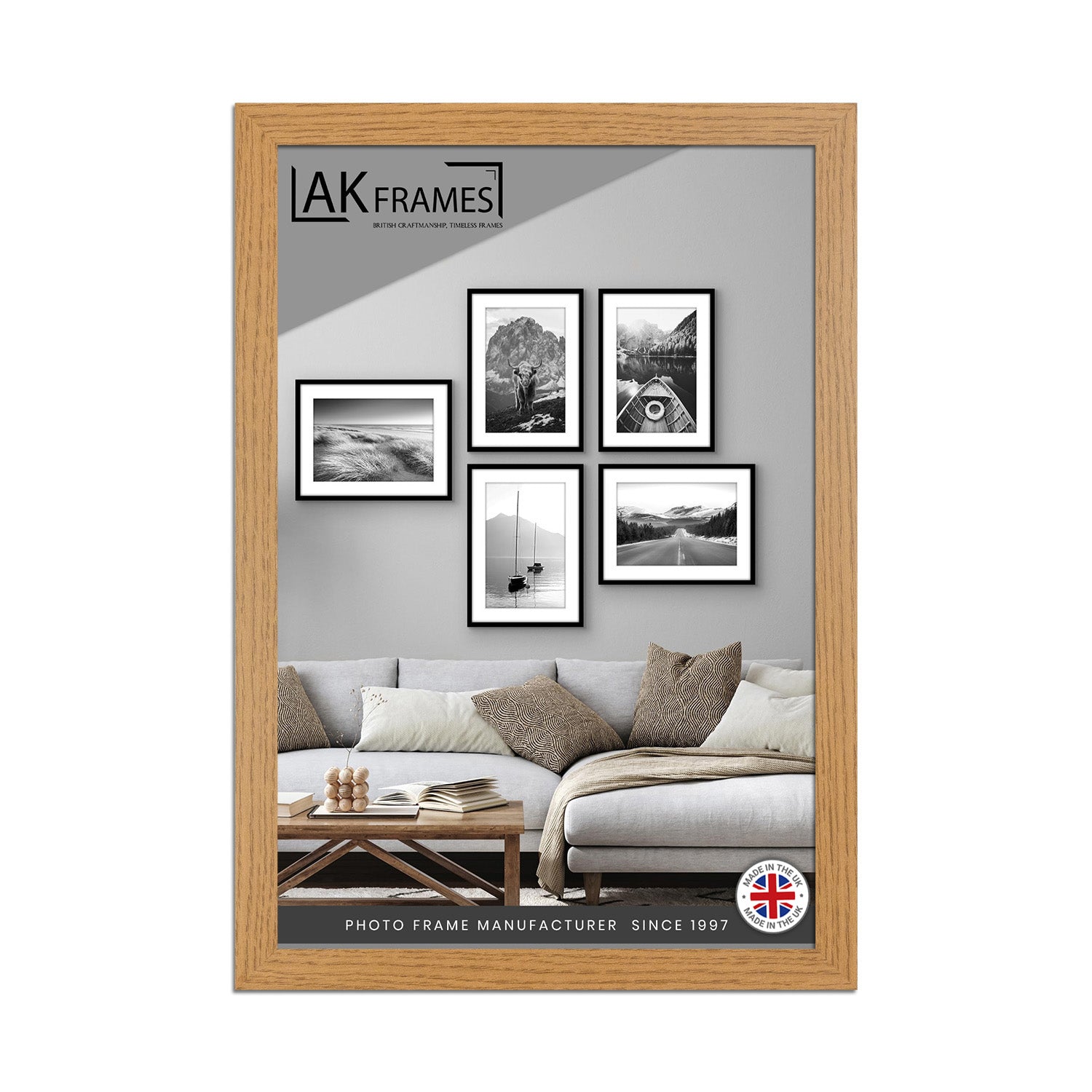 100x70cm OAK Poster Frame - Modern Picture Frame for Wall Art, Prints and Photos - Durable and Stylish Display Frame