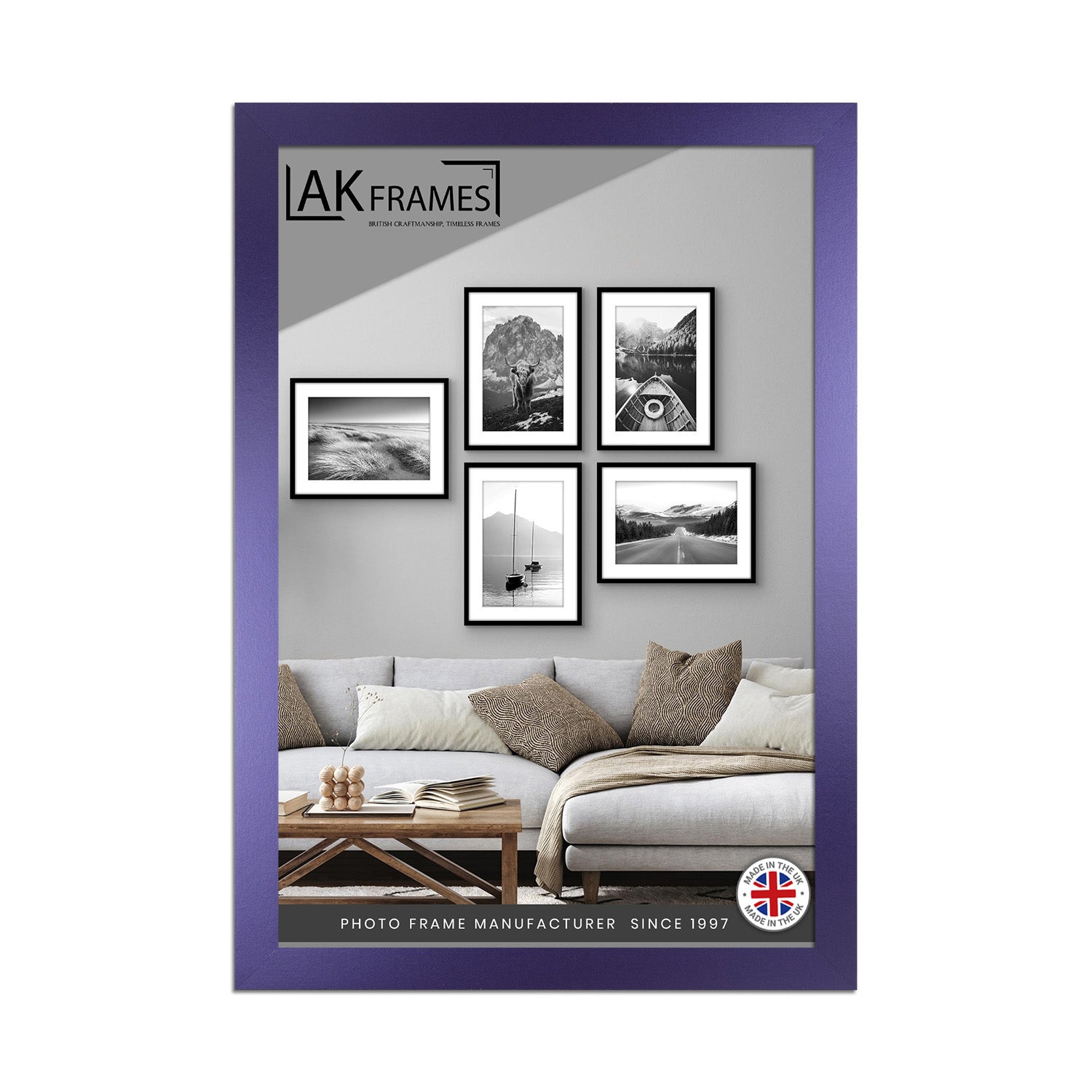 100x70cm Purple Poster Frame - Modern Picture Frame for Wall Art, Prints and Photos - Durable and Stylish Display Frame