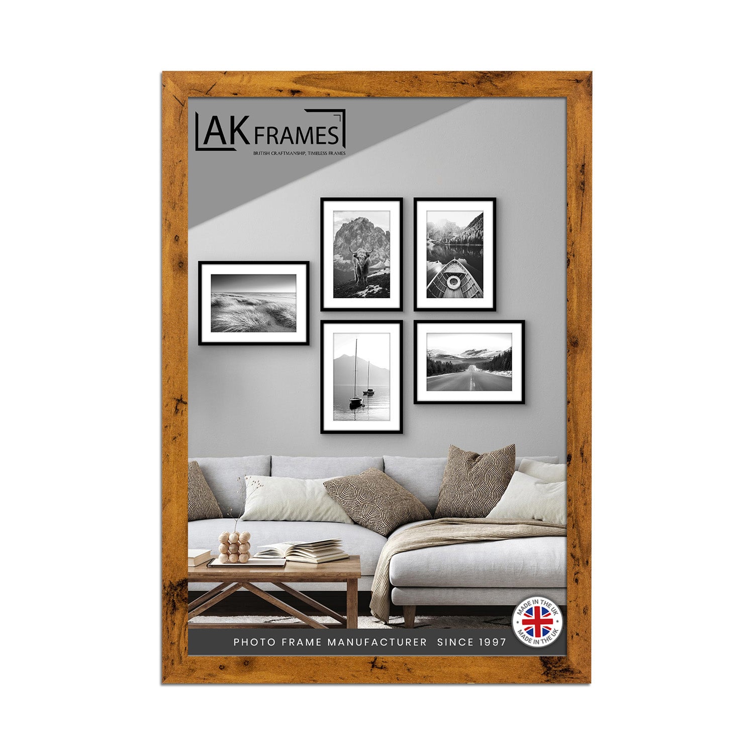 100x70cm Rustic Oak Poster Frame - Modern Picture Frame for Wall Art, Prints and Photos - Durable and Stylish Display Frame