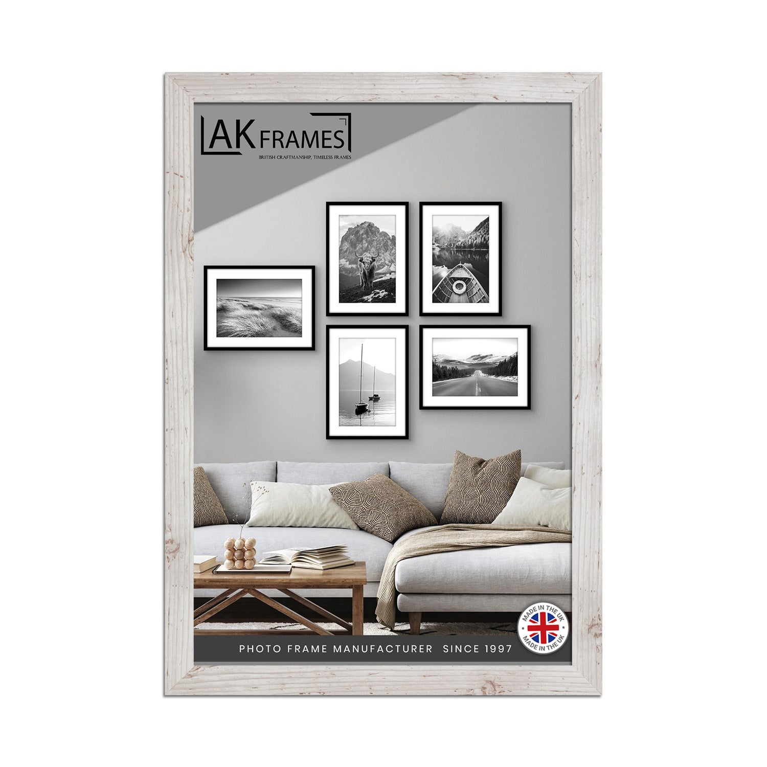 100x70cm White Rustic Poster Frame - Modern Picture Frame for Wall Art, Prints and Photos - Durable and Stylish Display Frame